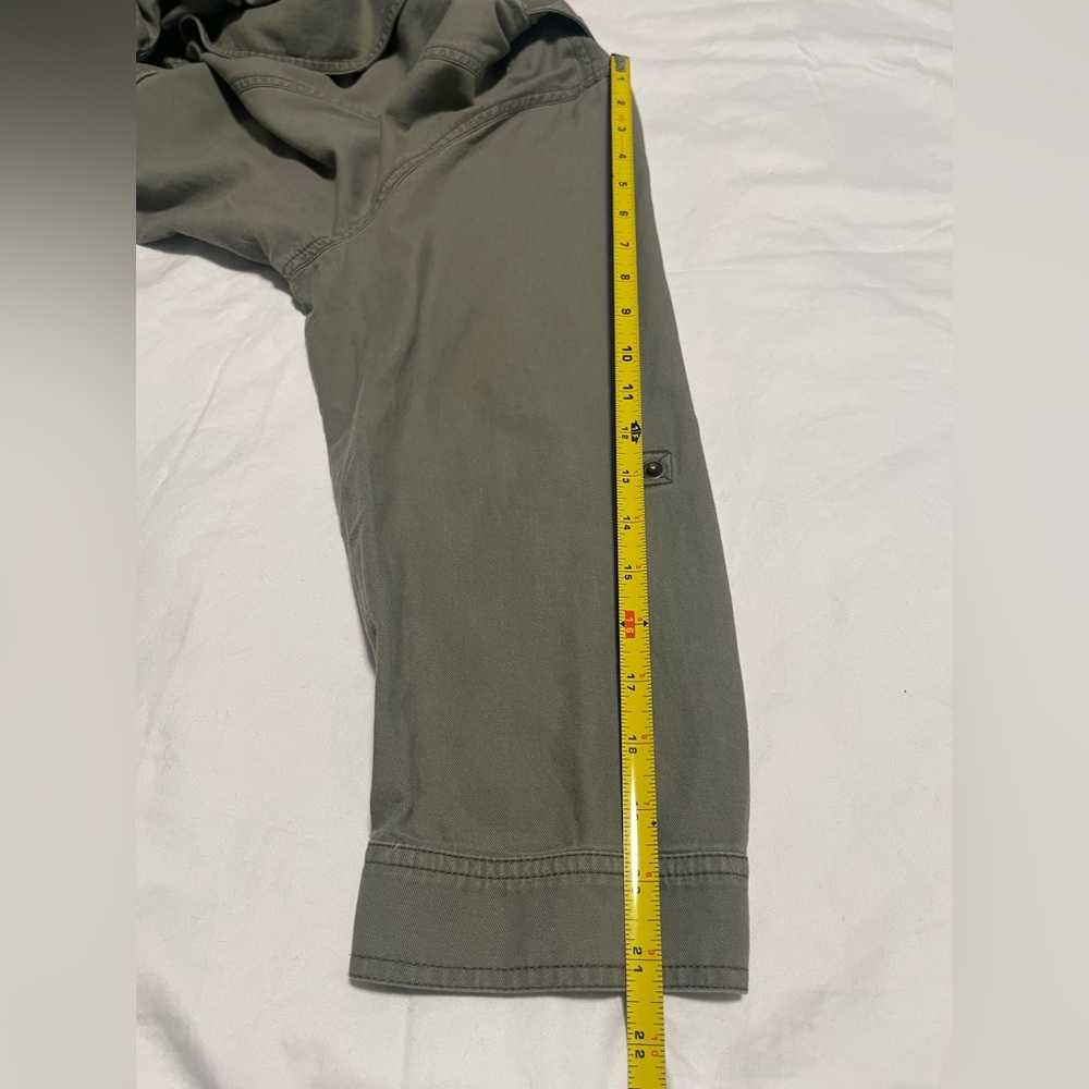 CASLON Women”s Olive Green Long Roll Tab Sleeve Snap Buttons Jacket Size 14W - Picture 15 of 15